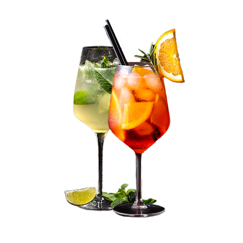 Ein Glas Hugo und ein Glas Aperol Spritz